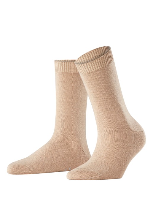 Falke Cosy Wool sokken - voorkant camel