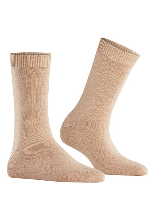 Falke Cosy Wool sokken - voorkant 2 camel