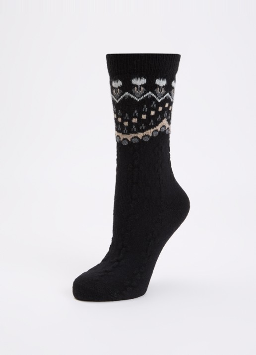 Falke Cosy Wool Special Edition sokken in kasjmierblend - detail zwart