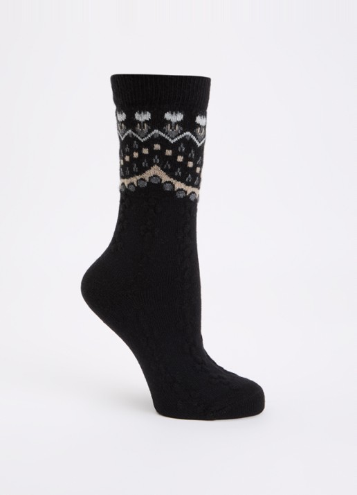 Falke Cosy Wool Special Edition sokken in kasjmierblend - voorkant 2 zwart