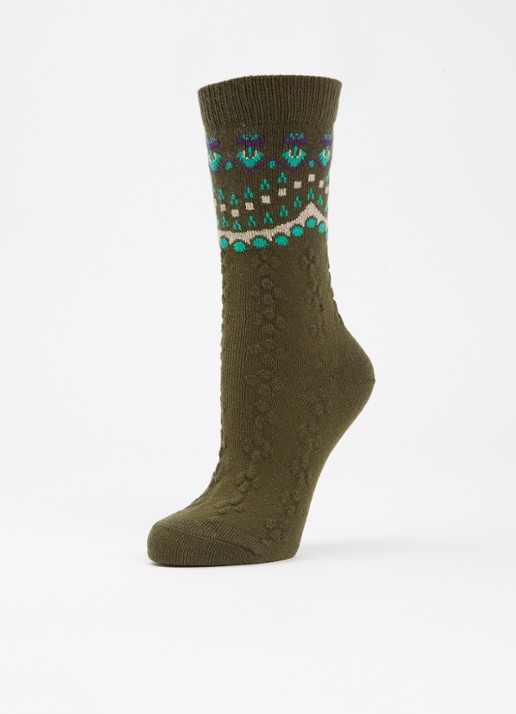 Falke Cosy Wool Special Edition sokken in kasjmierblend - detail mosgroen