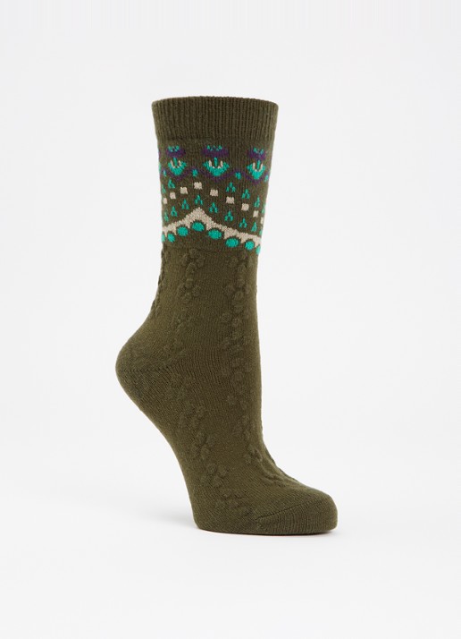 Falke Cosy Wool Special Edition sokken in kasjmierblend - voorkant 2 mosgroen