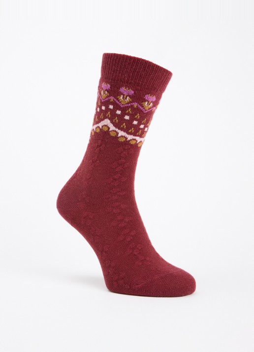 Falke Cosy Wool Special Edition sokken in kasjmierblend - voorkant 2 rood