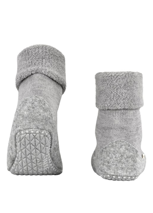 Falke Cosyshoe huissokken in wolblend met anti-slip - detail 3 lichtgrijs