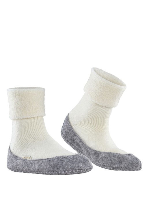 Falke Cosyshoe huissokken in wolblend met anti-slip - voorkant 2 gebroken wit