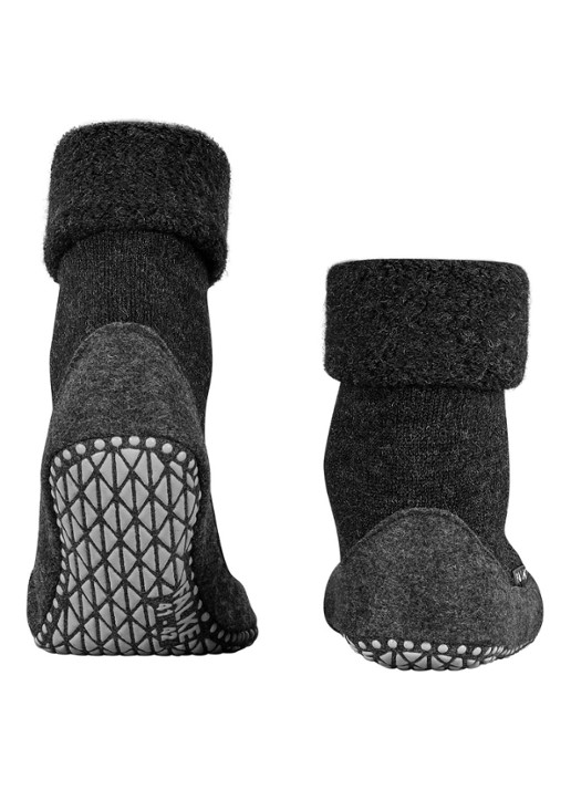 Falke Cosyshoe pantoffel in wolblend met anti-slip - detail antraciet