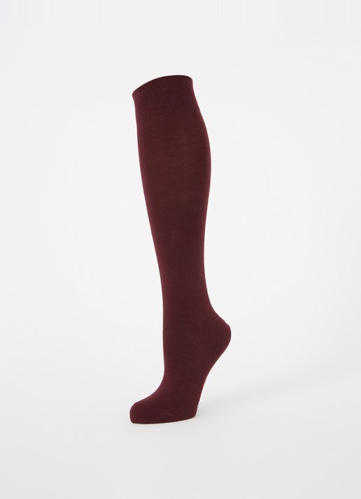 Falke Cotton Touch kniekousen in katoenblend - detail bordeauxrood