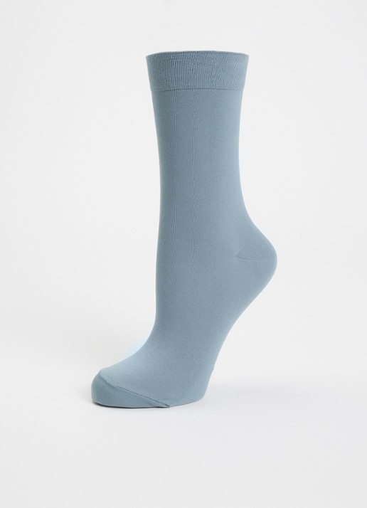 Falke Cotton Touch sokken met logo  - detail 3 blauwgrijs
