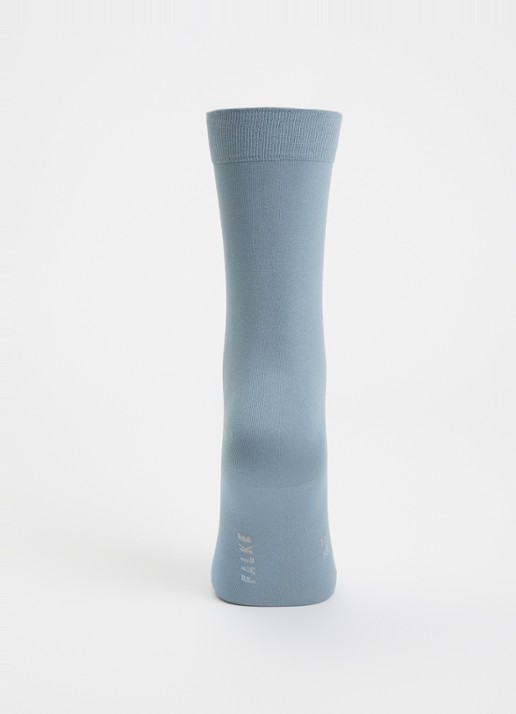 Falke Cotton Touch sokken met logo  - voorkant 2 blauwgrijs