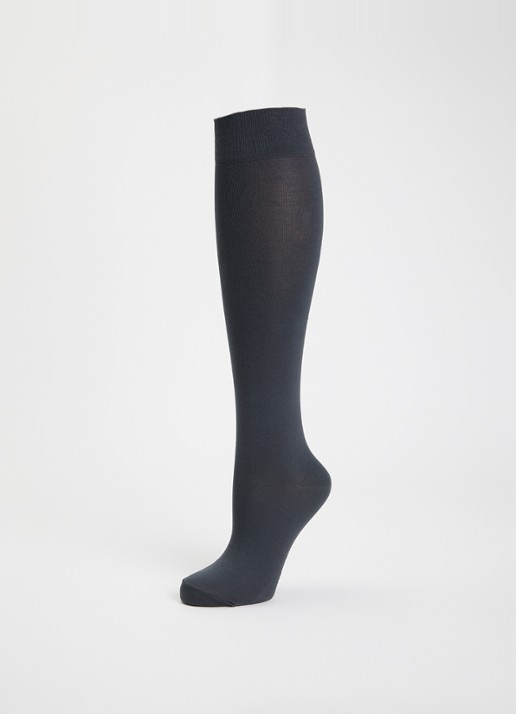 Falke Cotton Touch sokken met logo  - detail 3 middengrijs