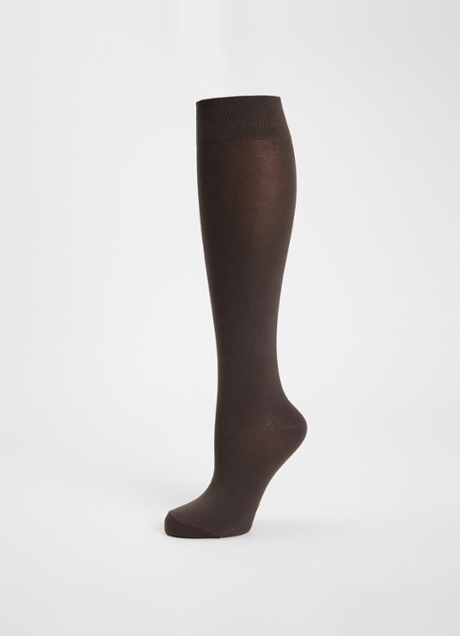 Falke Cotton Touch sokken met logo  - detail donkerbruin