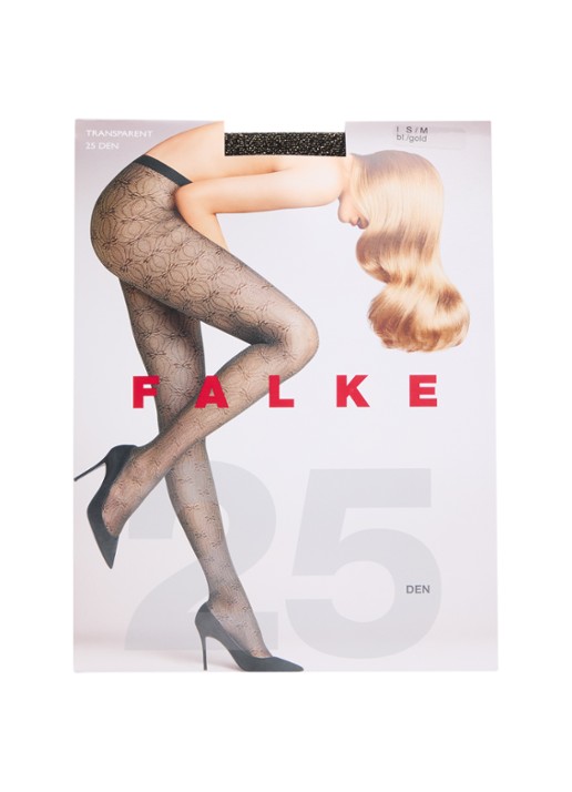 Falke Glitzy panty met print in 25 denier - voorkant 2 goud