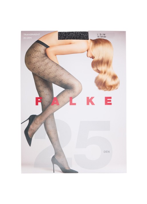 Falke Glitzy panty met print in 25 denier - voorkant 2 zilver
