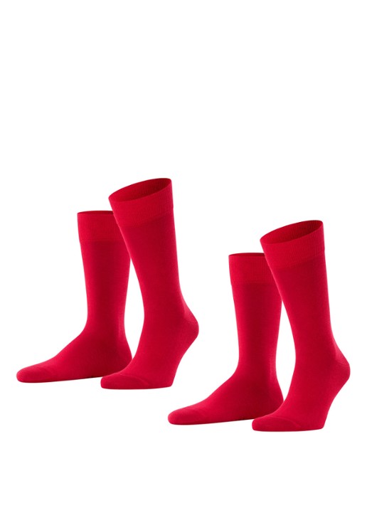 Falke Happy sokken in katoenblend in 2-pack - voorkant donkerrood