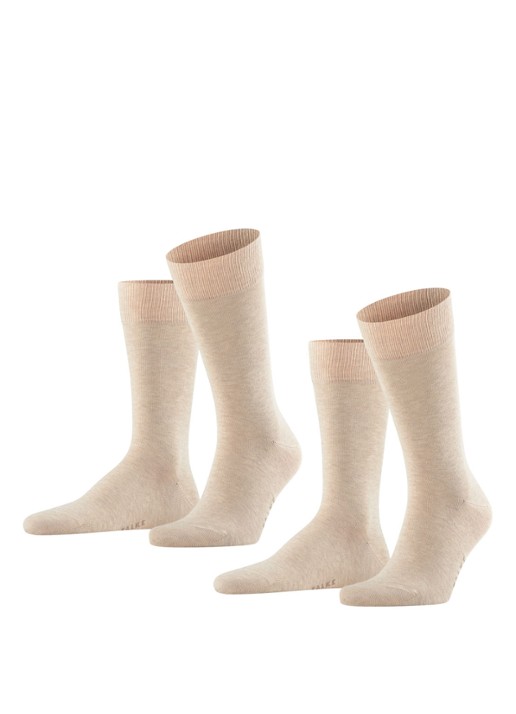 Falke Happy sokken in katoenblend in 2-pack - voorkant 5 beige