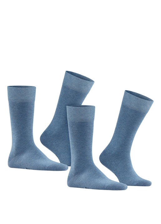 Falke Happy sokken in katoenblend in 2-pack - voorkant 6 middenblauw