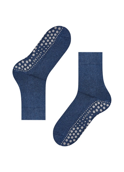 Falke Homepads huissokken in wolblend met anti-slip - detail 4 blauw
