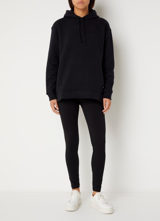 Falke Hoodie met logoprint - voorkant 2 zwart