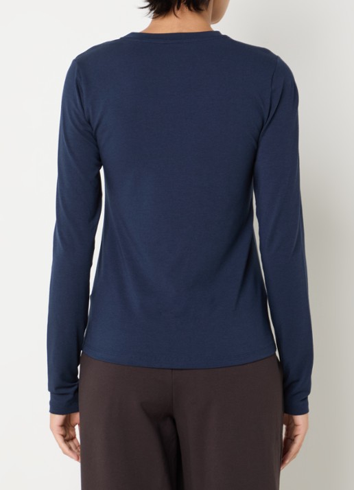 Falke Leisure longsleeve met ronde hals - achterkant 4 donkerblauw