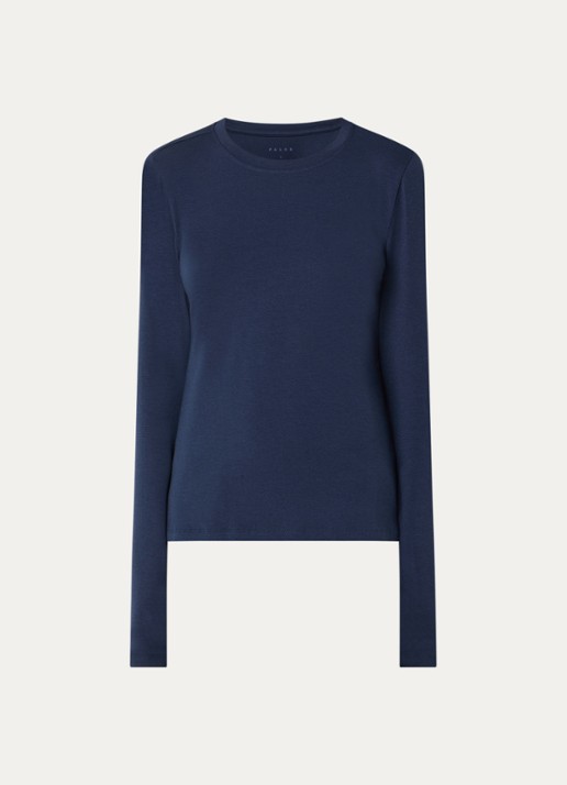 Falke Leisure longsleeve met ronde hals - voorkant 2 donkerblauw
