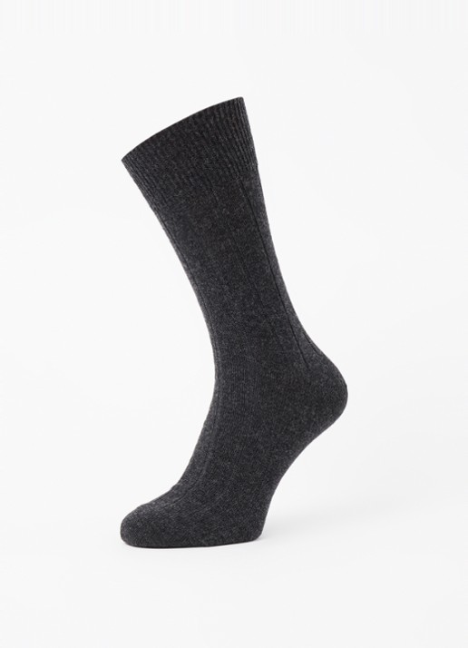 Falke Lhasa Rib sokken in kasjmierblend - detail antraciet