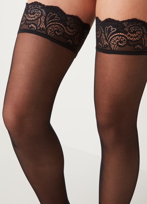 Falke Matt Deluxe stay-ups in 20 denier - detail zwart