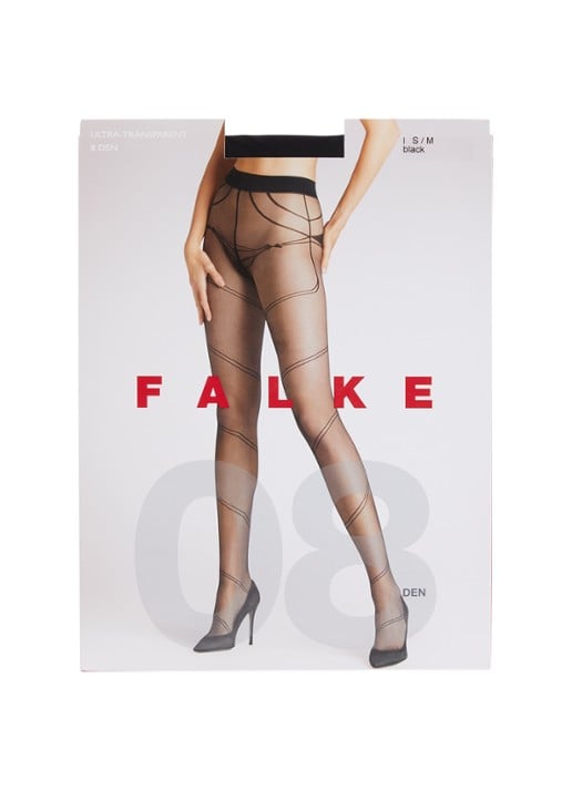 Falke Ruby panty met print in 8 denier - voorkant 2 zwart