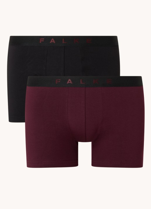 Falke Scarlet boxershorts met logoband in 2-pack - voorkant 2 aubergine