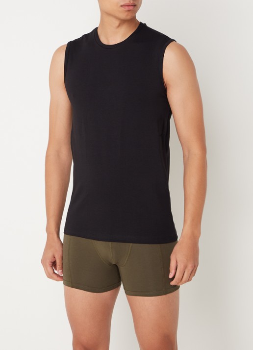 Falke Singlet in 2-pack - voorkant 2 zwart