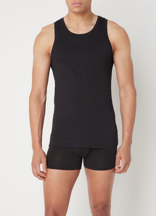 Falke Singlet van  katoen - voorkant 3 zwart