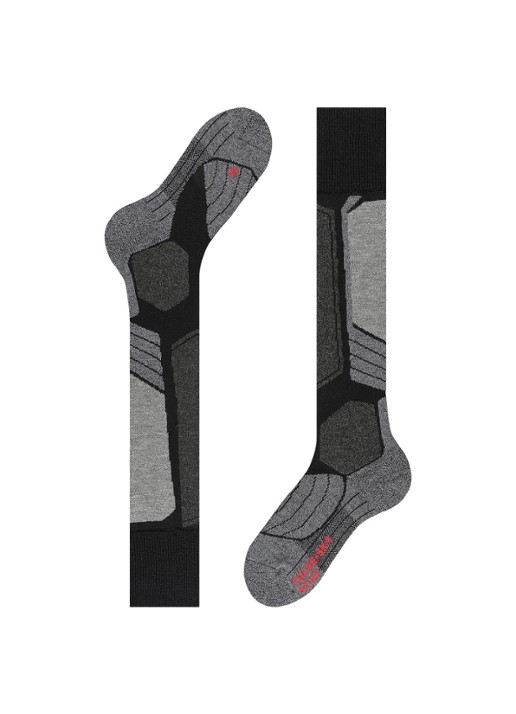 Falke SK1 skisokken in wolblend - detail 2 zwart