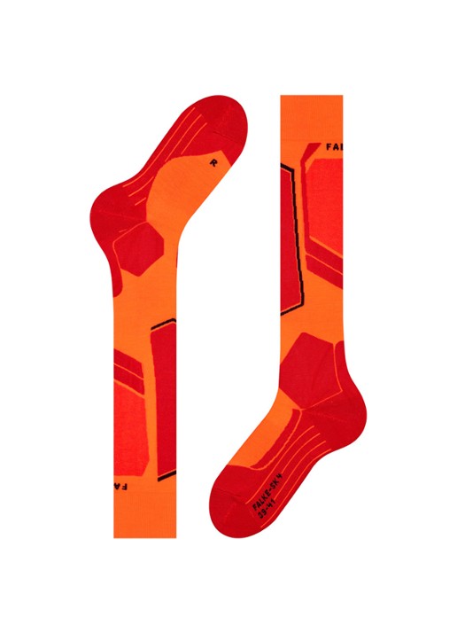 Falke SK4 skisokken in wolblend - detail 2 oranje