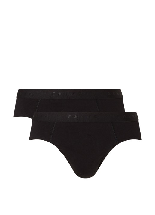 Falke Slip met logoband in 2-pack - voorkant zwart