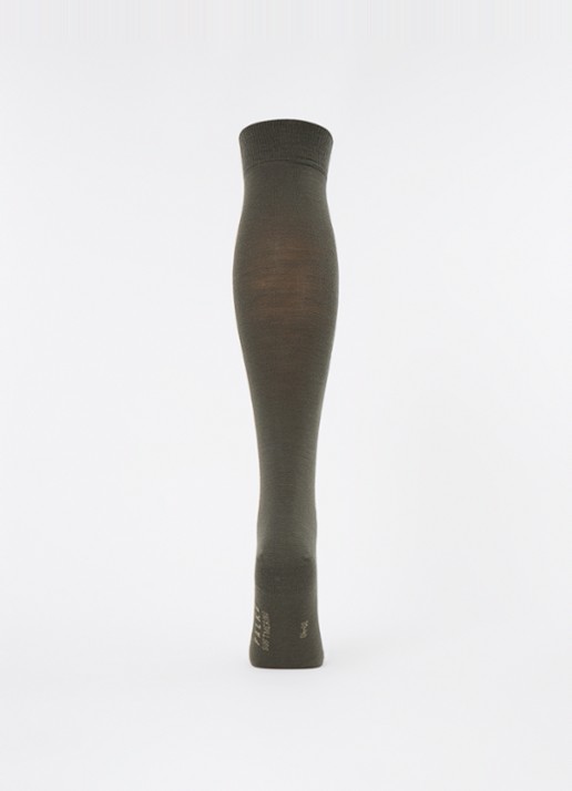 Falke Softmerino kniekousen in scheerwolblend - voorkant 2 bronsgroen