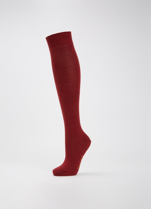 Falke Softmerino kniekousen in wolblend - detail 4 rood