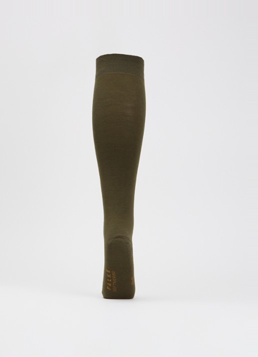 Falke Softmerino kniekousen in wolblend - voorkant 3 mosgroen