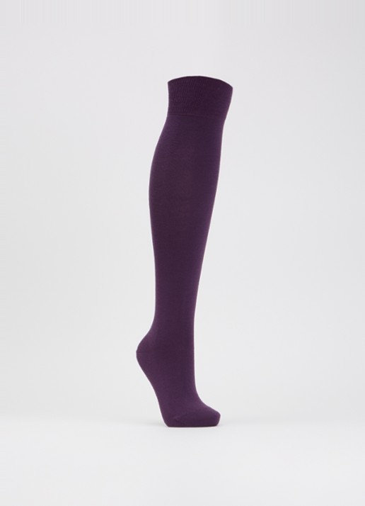 Falke Softmerino kniekousen in wolblend - voorkant paars