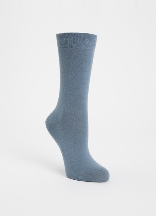 Falke Softmerino sokken in wolblend - voorkant blauwgrijs