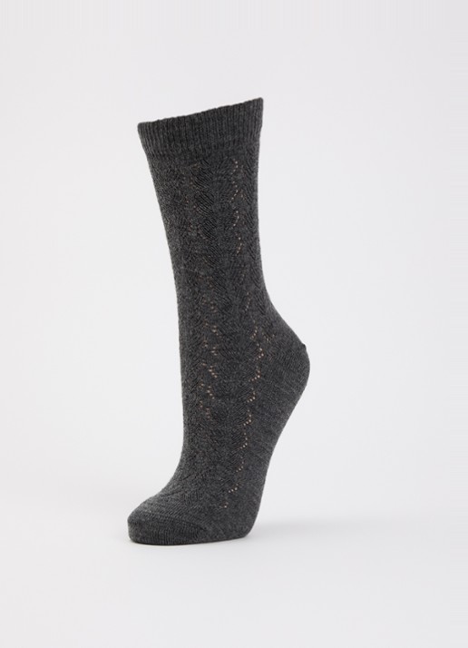 Falke Softmerino Special Edition sokken in wolblend - detail donkergrijs