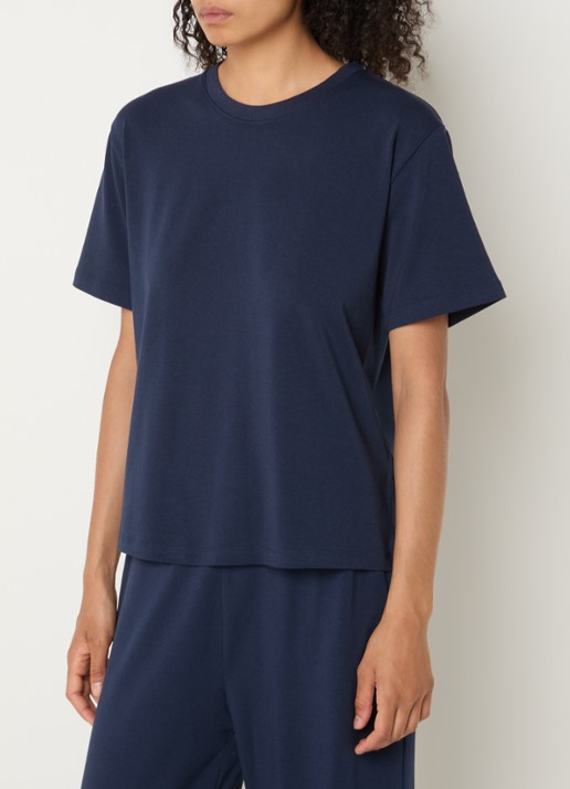 Falke T-shirt met ronde hals - detail blauw