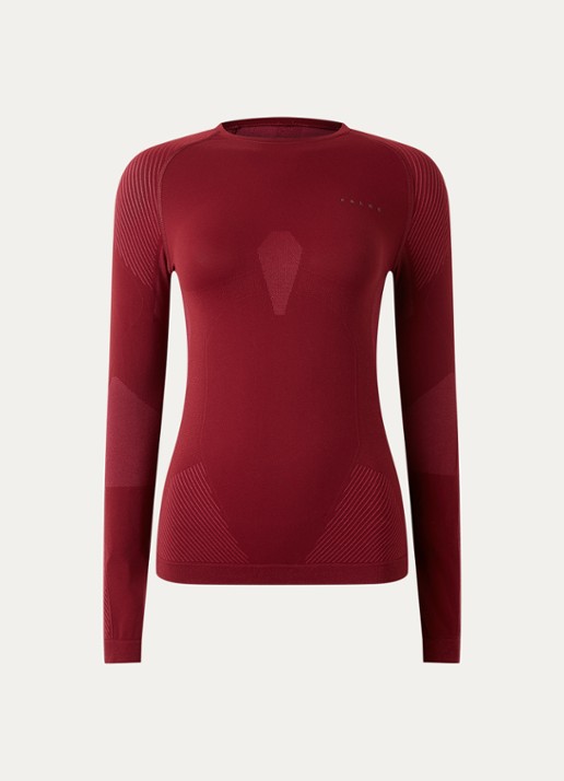 Falke Trainings longsleeve met ronde hals - voorkant bordeauxrood