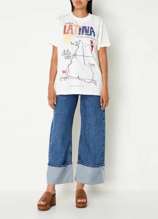 Farm Rio America Latina T-shirt met print - voorkant 2 gebroken wit