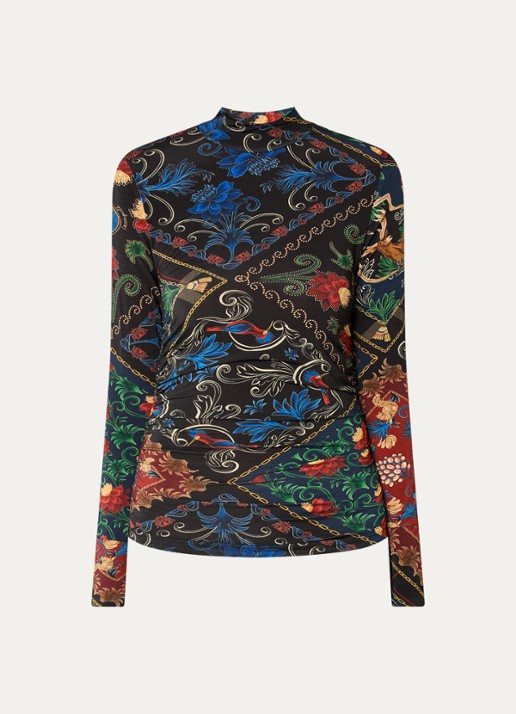 Farm Rio Arabesque top met print - voorkant 3 zwart