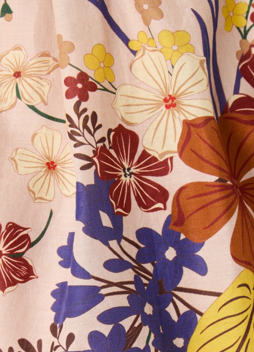 Farm Rio Beauty Bouquet mini blousejurk met bloemenprint en ceintuur - detail 5 oudroze