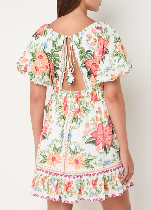 Farm Rio Bloom Garden mini jurk met bloemenprint - achterkant roze