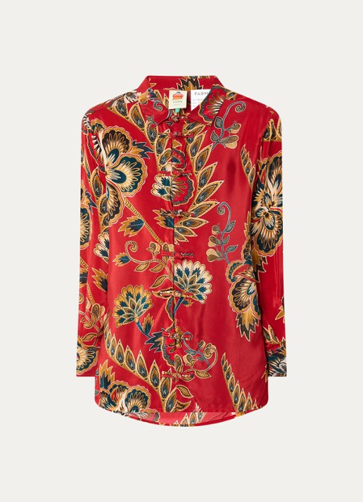 Farm Rio Blouse met bloemenprint - voorkant 2 rood
