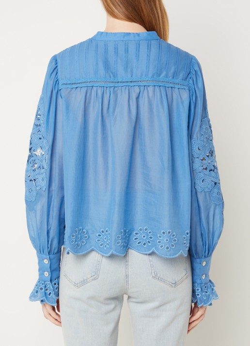 Farm Rio Blouse met broderie en structuur - achterkant 2 blauw