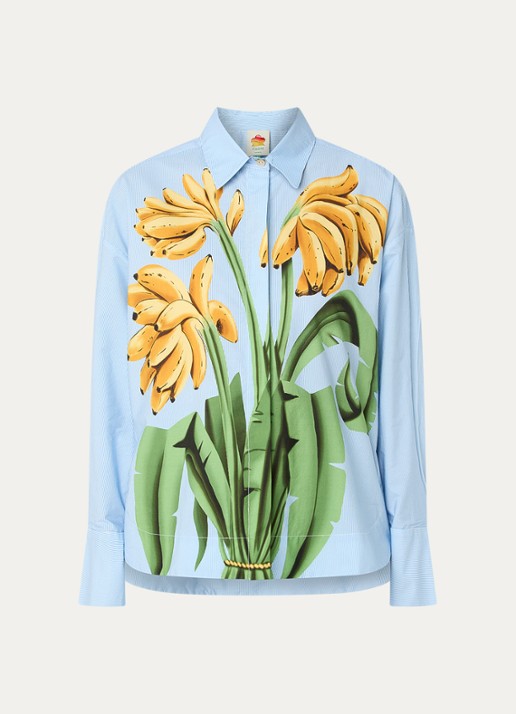 Farm Rio Blouse met streepprint  - voorkant 2 blauw