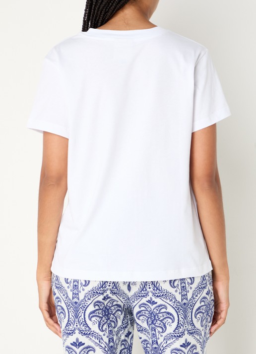 Farm Rio Blue Tropical T-shirt met print - achterkant wit