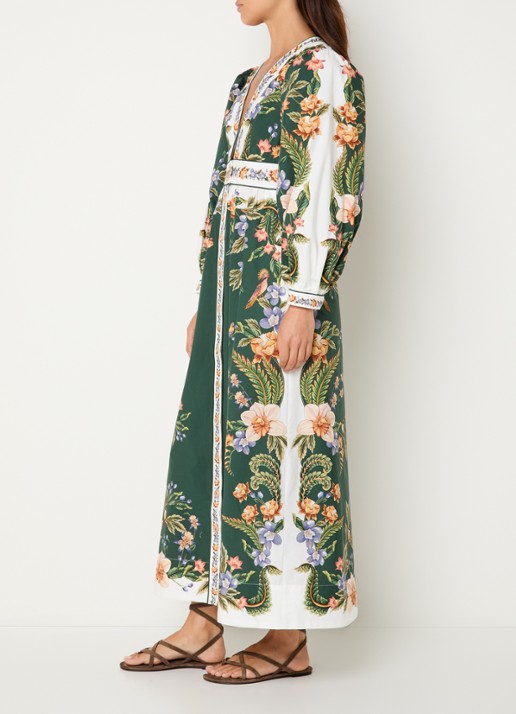Farm Rio Boho Beauty Butter maxi tuniekjurk met bloemenprint - voorkant 4 groen